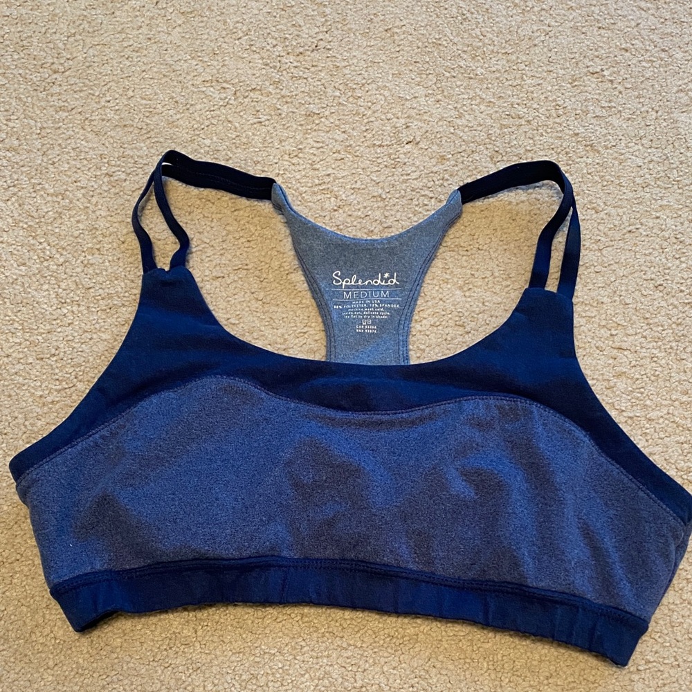 Splendid Navy blue and heathered blue Sports Bra in medium.